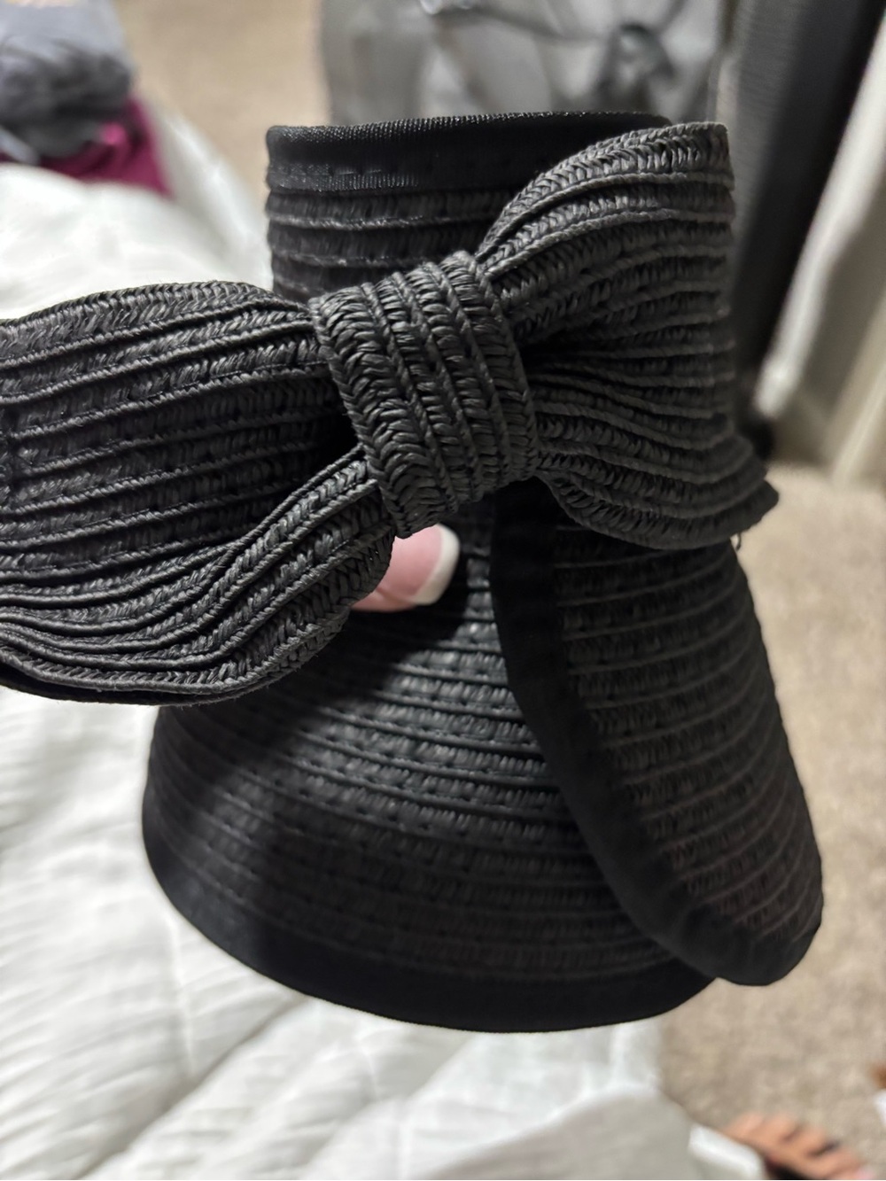 Women's Black Bow Sun Visor